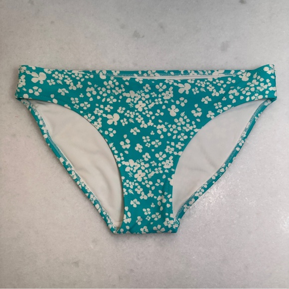 EUC Aerie Bikini Bottom Turquoise White Floral M Medium - Picture 1 of 3